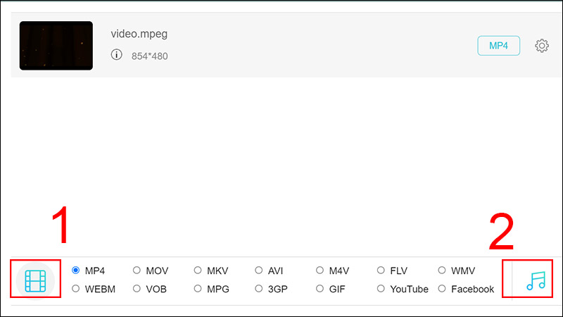 Chọn video hoặc âm thanh 